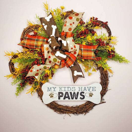 Paw Wreath, Fall Paw Wreath, Fall Wreath, Fall Decor, Fall Dogs, Fall Cats