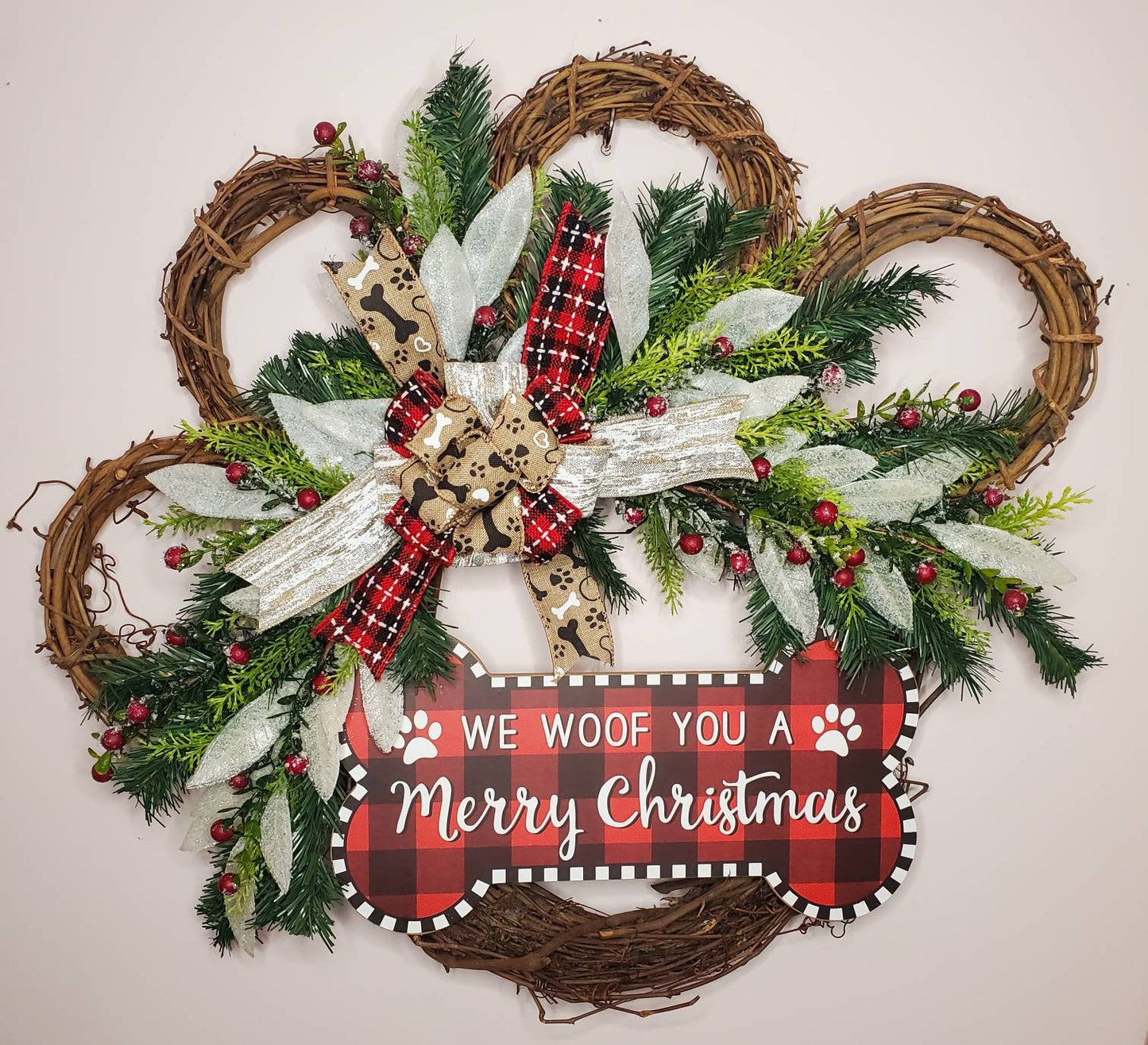 Christmas Paw Wreath