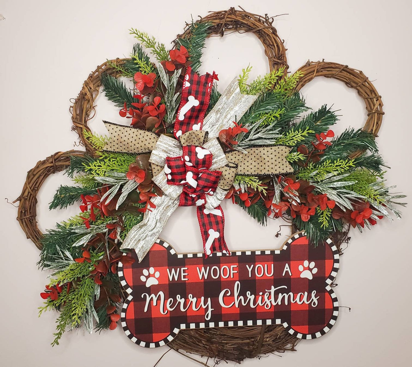 Christmas Paw Wreath