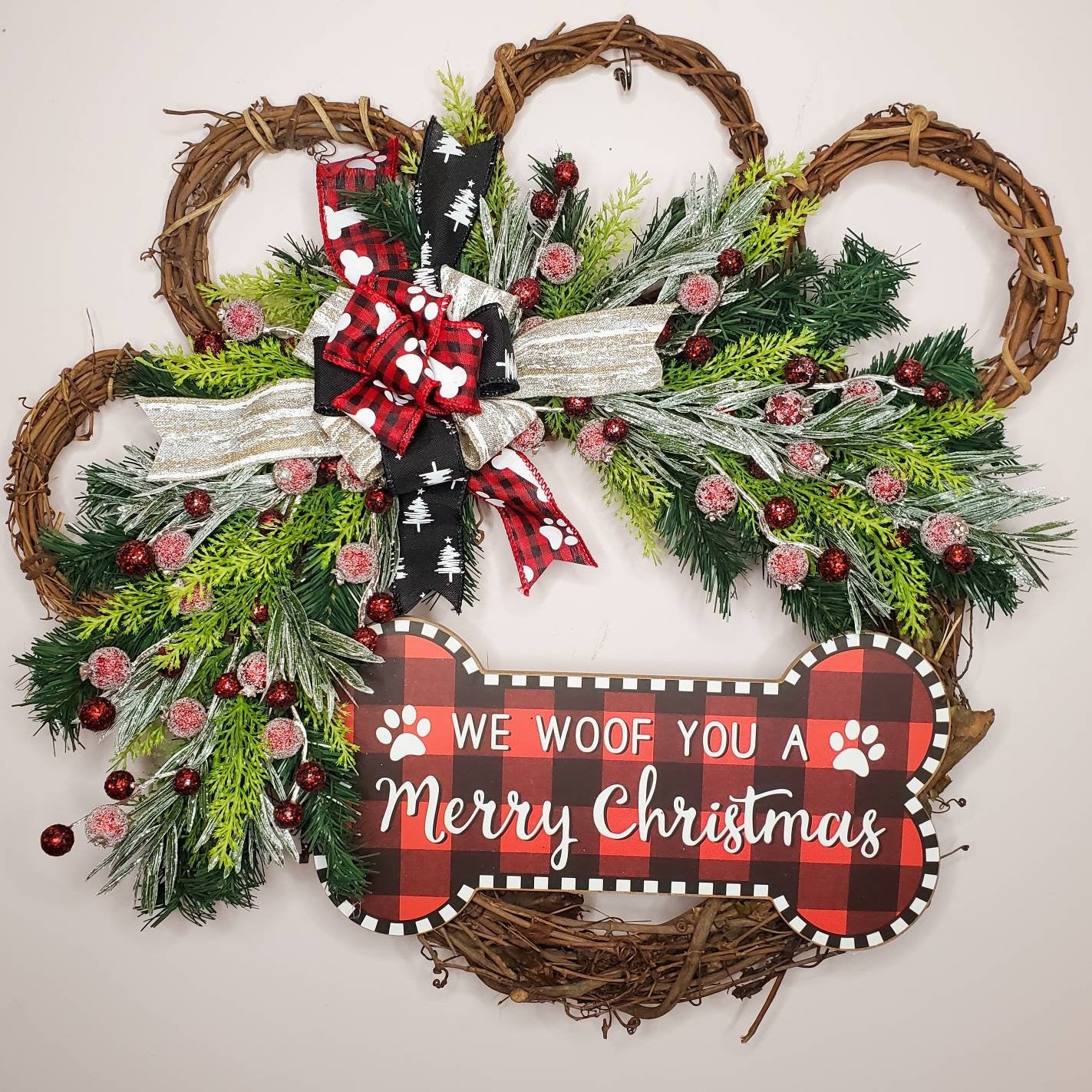 Christmas Paw Wreath