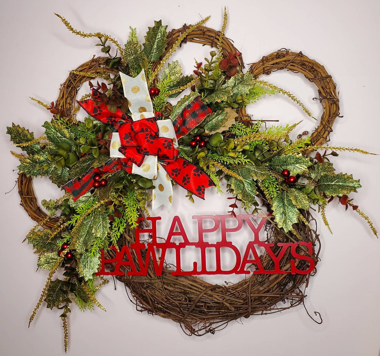 Christmas Paw Wreath