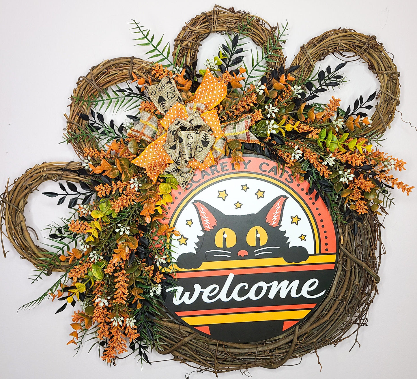 Scaredy Cats Welcome Paw Wreath