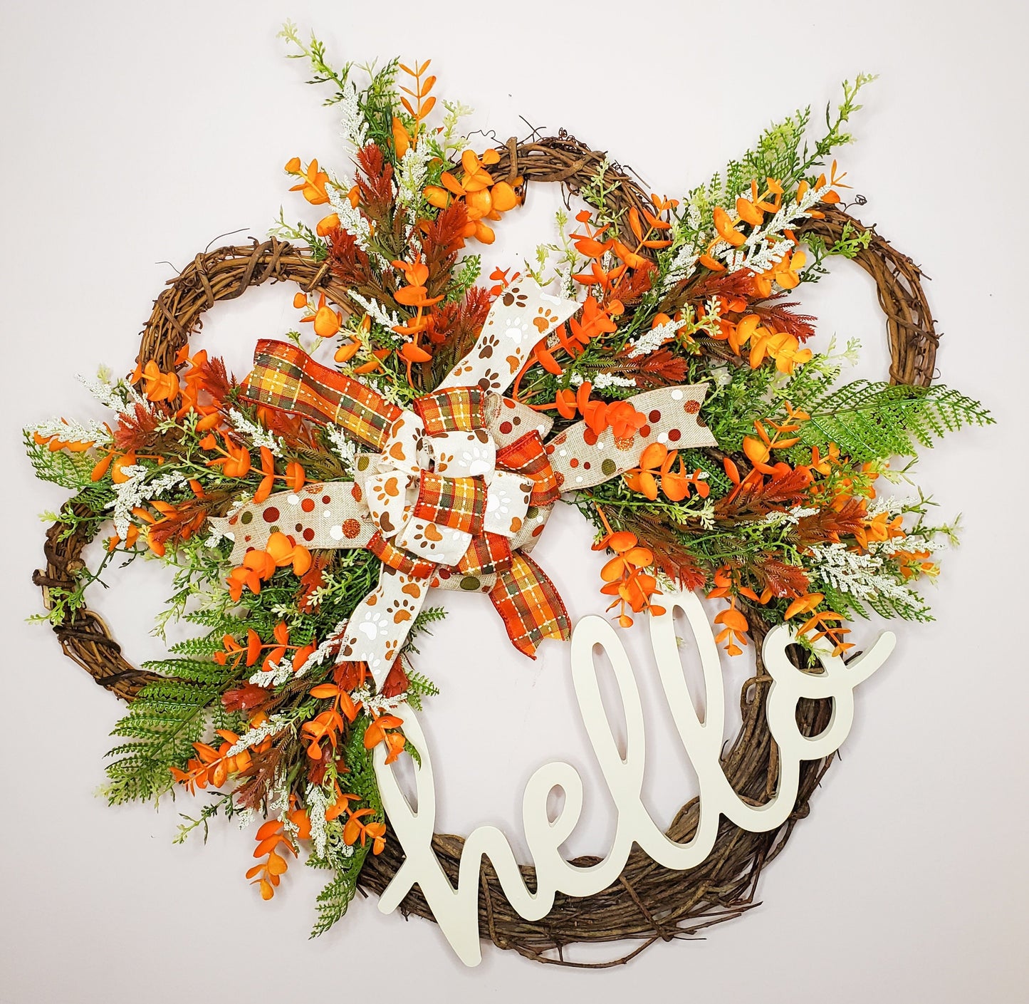 Fall Paw Wreath, Hello, Dog Wreath, Cat Wreath