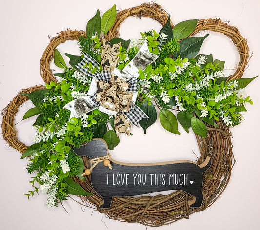 I Love You This Much Paw Wreath